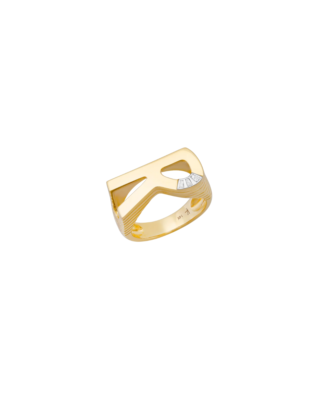 Grandsize Ribbed Initial Ring