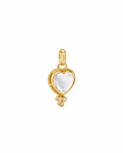 18K Small Rock Crystal Heart Pendant