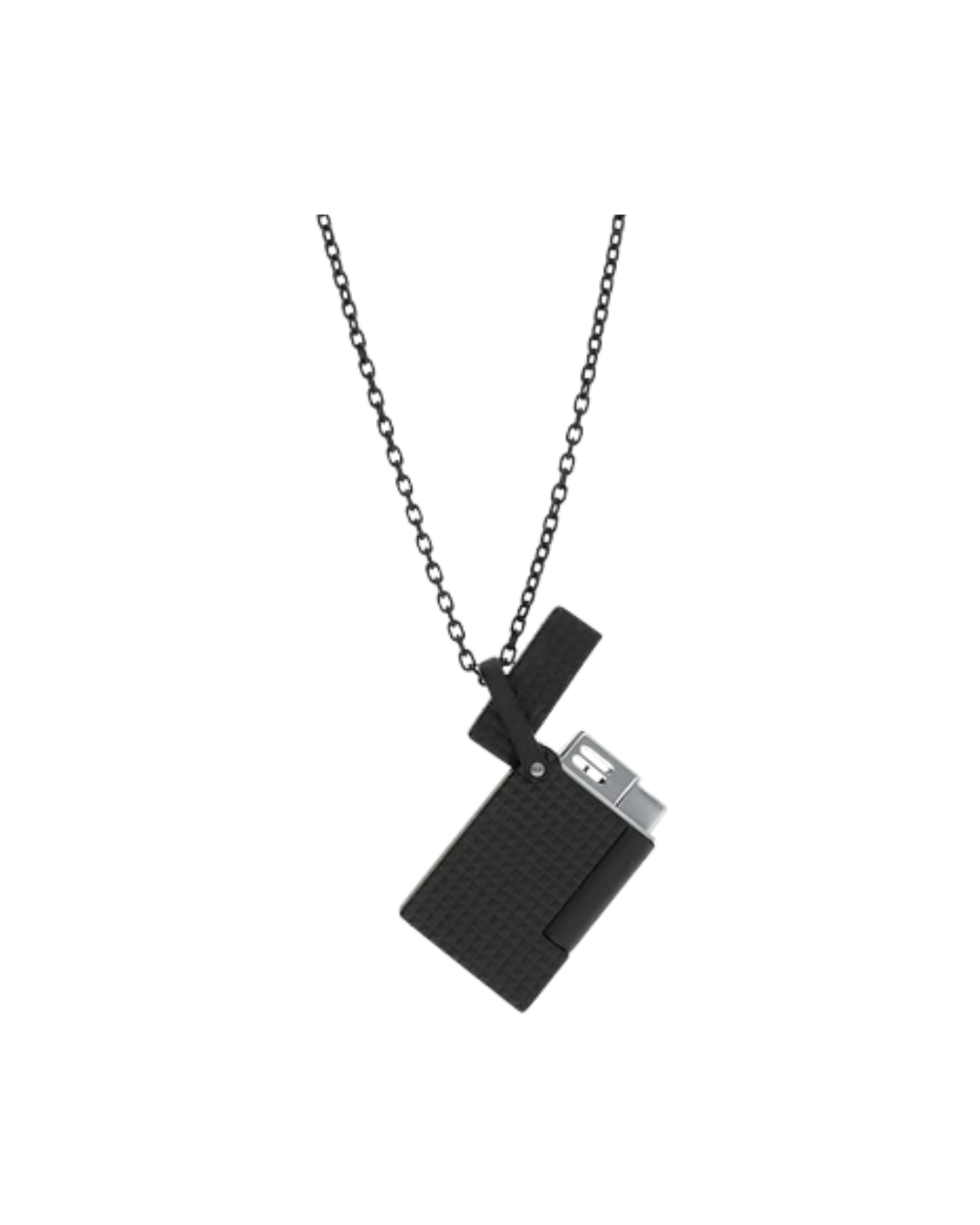 S.T. Dupont Diamond Head Guilloché Black Lighter Necklace