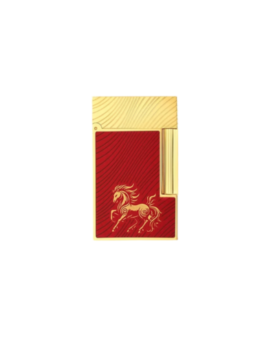 S.T. Dupont Ligne 2 Double Horse Guilloché Red Lacquer Lighter
