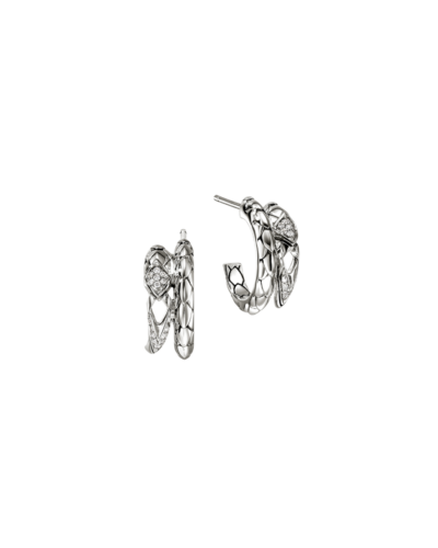John Hardys Naga sterling silver diamond pavé hoop earrings