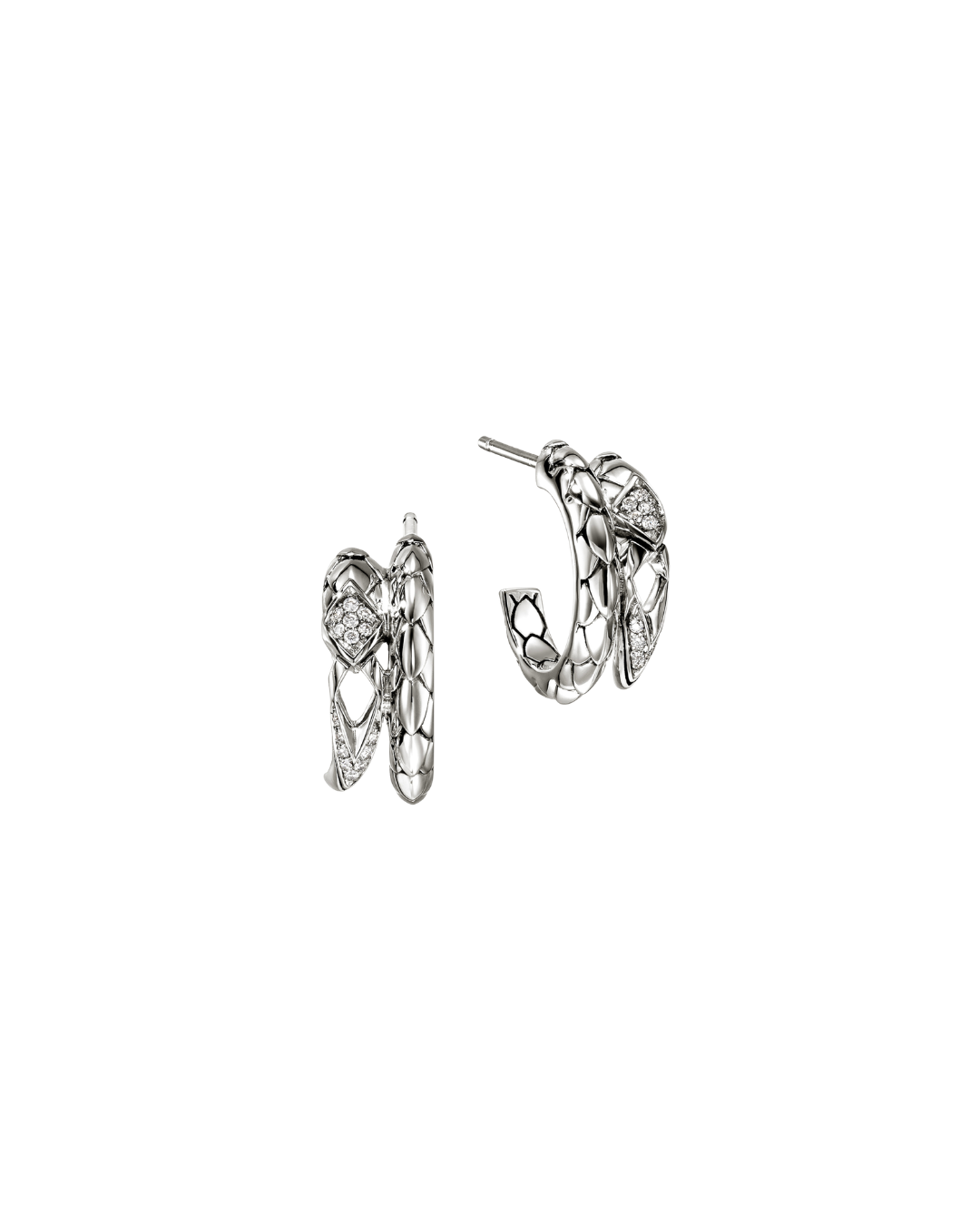 John Hardy’s Naga sterling silver diamond pavé hoop earrings