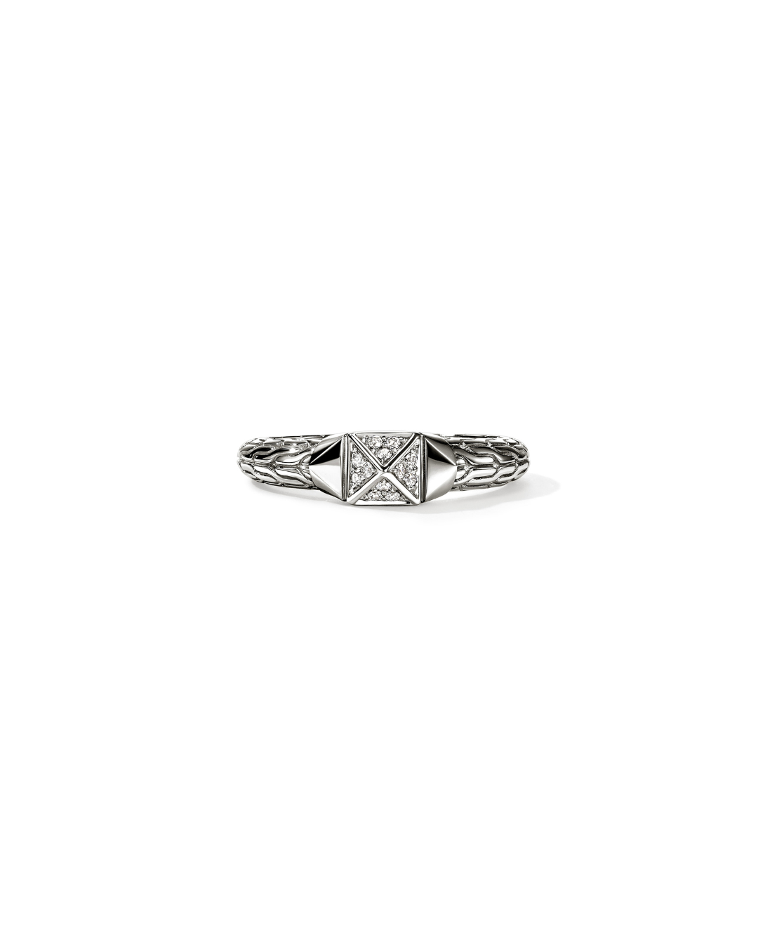sterling silver Icon Stud diamond pavé ring