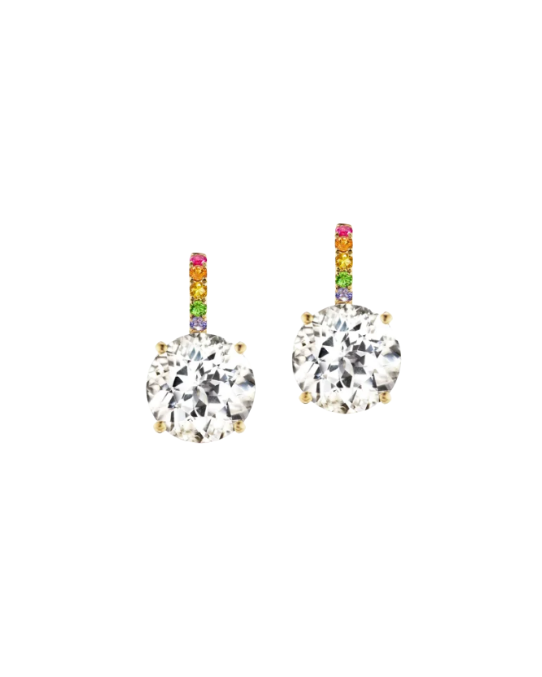 Color Candy Drop Earrings with White Topaz and Rainbow Pavé