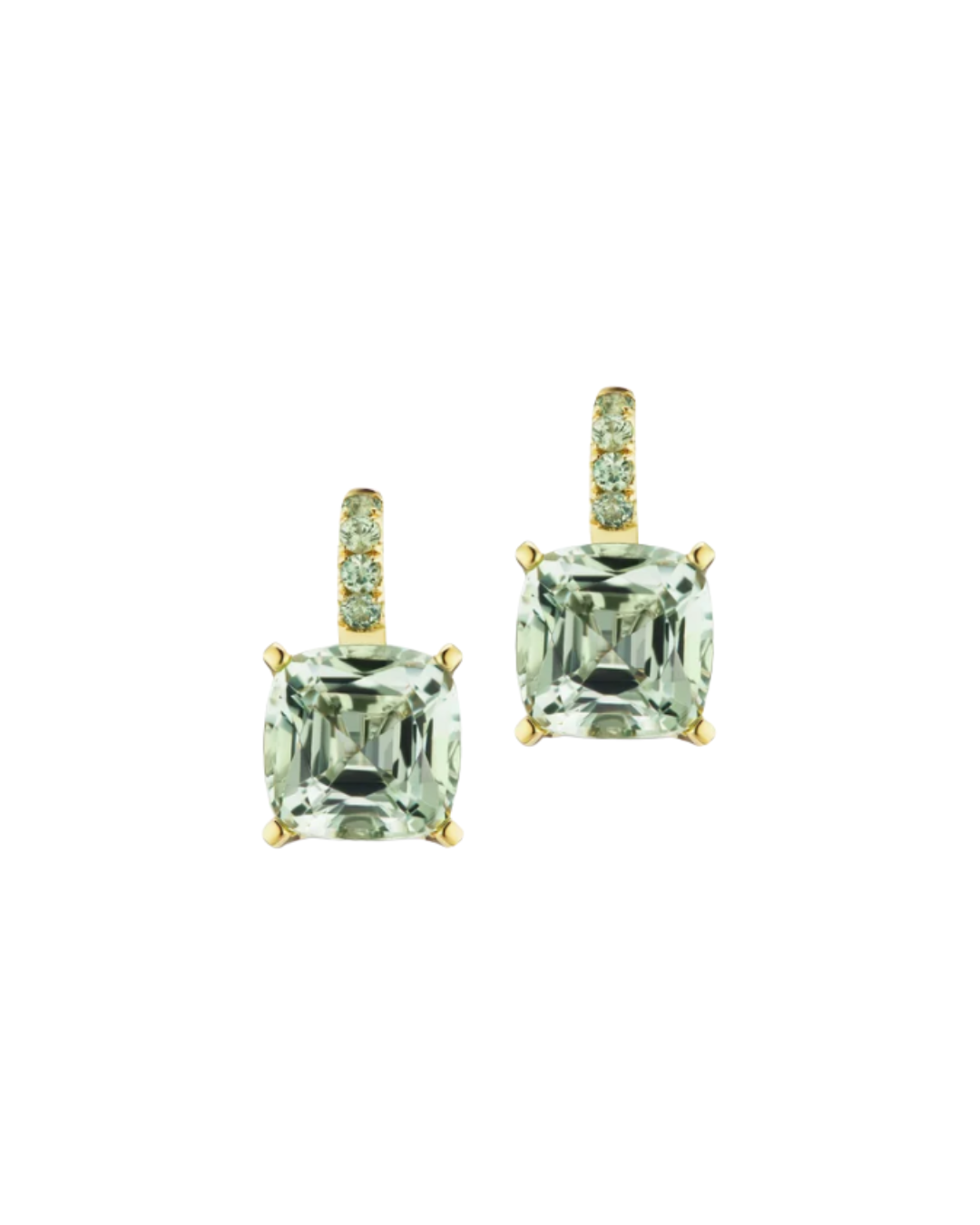 Jane Taylor's 14KYG Color Candy Drop Earrings with 8.13ct of Green Quartz and 0.35ct of Green Sapphires