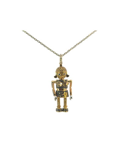 18KWYG LG FEMALE ROBOT PENDANT