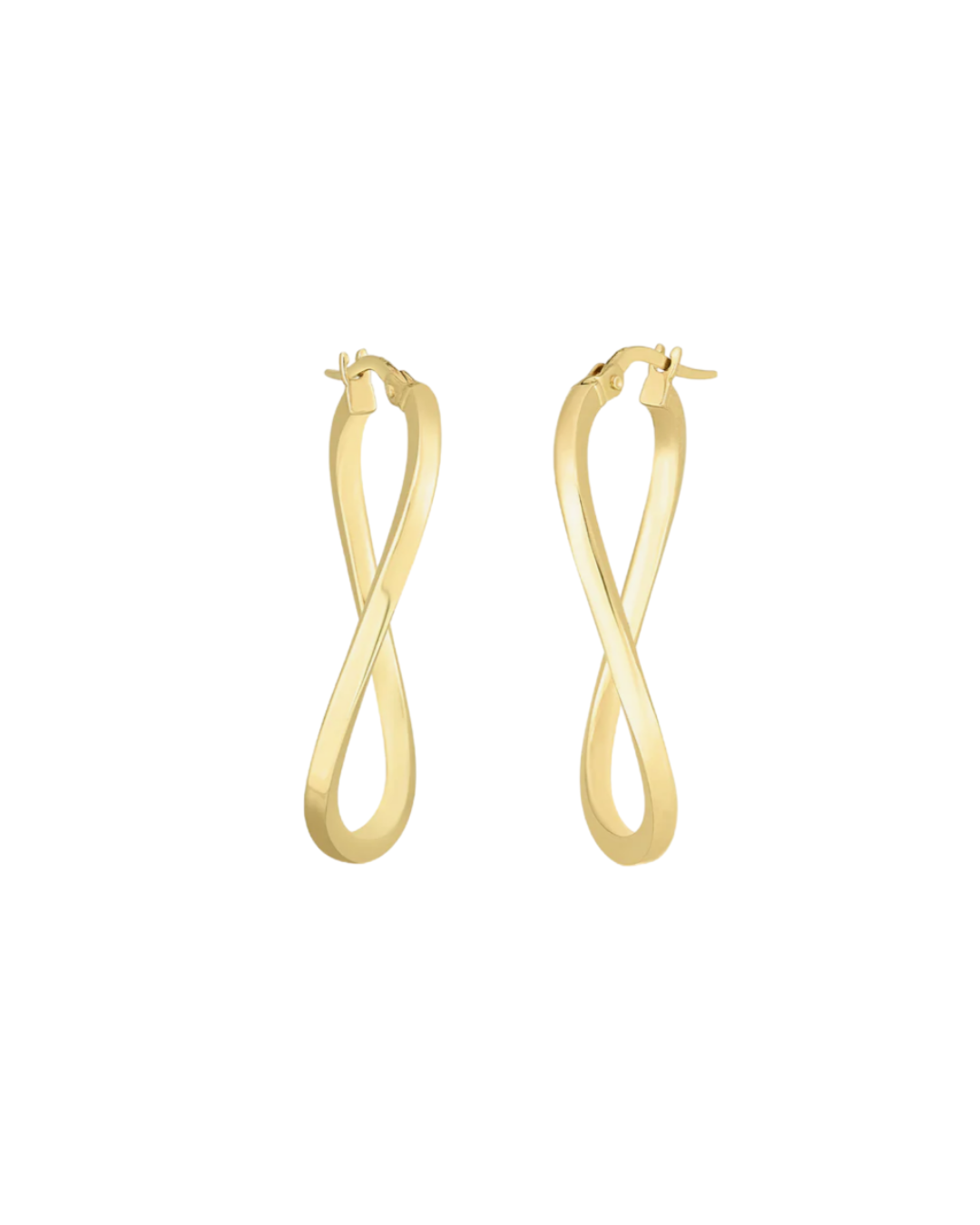 18K YELLOW DESINGER GOLD TWIST HOOP EARRINGS