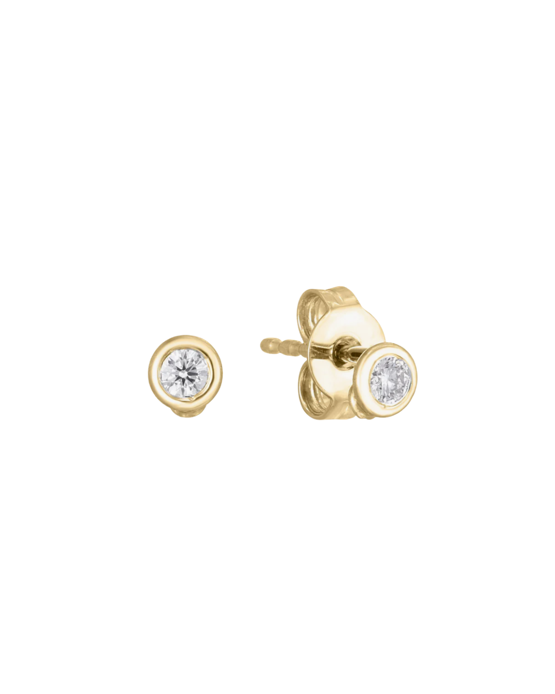 18K Yellow Gold Classic Diamond Stud Earrings