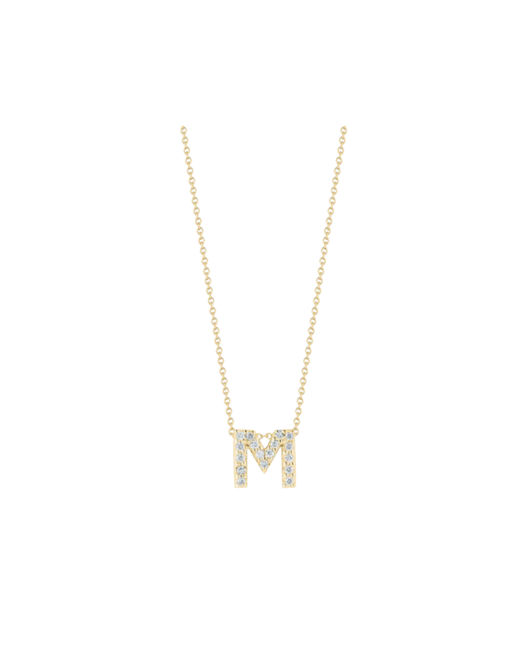 Tiny Treasures Love Letter M Necklace Length 16" adjustable to 18'