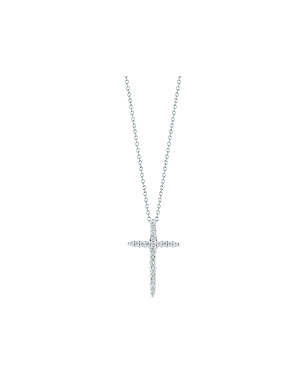 Tiny Treasures White Gold Diamond Cross Necklace Length 16" adjustable to 18"