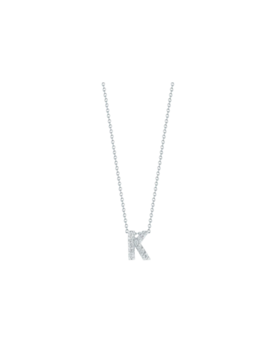 18K White Gold Love Letter "" K "" Diamond Necklace