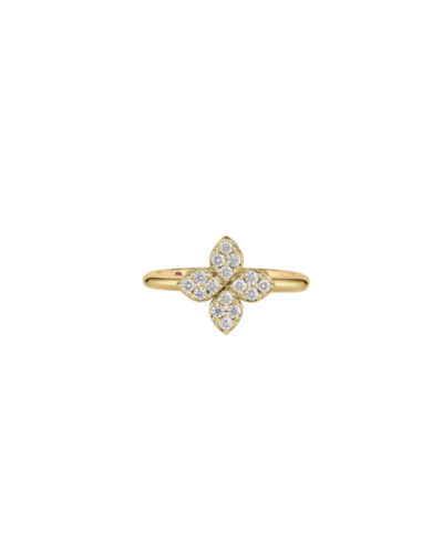 Love in Verona Pavé Diamond Flower Ring with Diamonds in 18K Yellow Gold