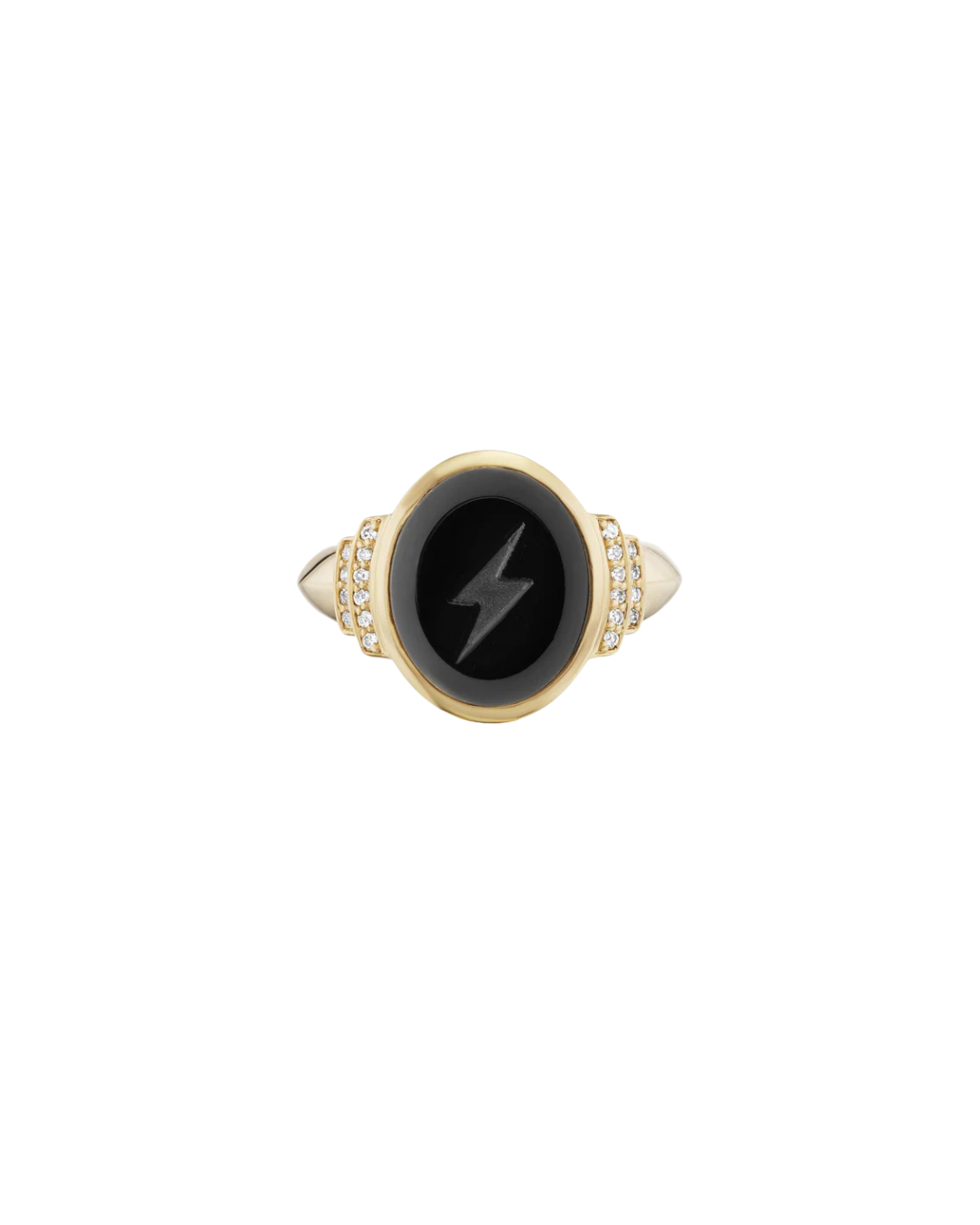 Intaglio Lightning Bolt Motif Signet Ring
