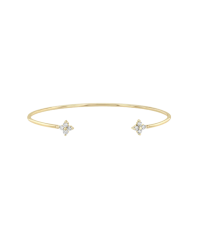Wire cuff bracelet with diamond quads in 14K gold