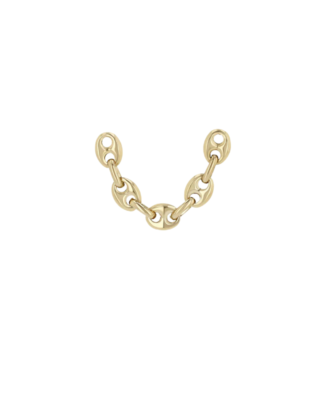 Double Piercing Mariner Chain Earring in 14K Yellow Gold (Single)