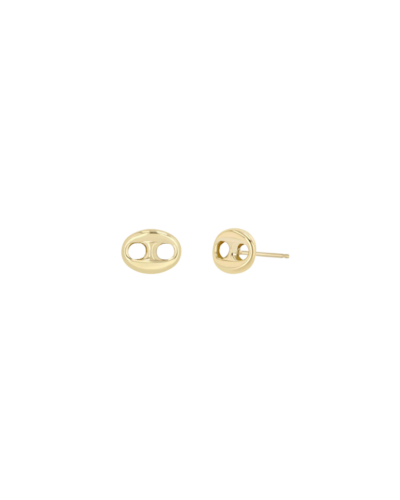 14K gold large puffed Mariner link stud earrings