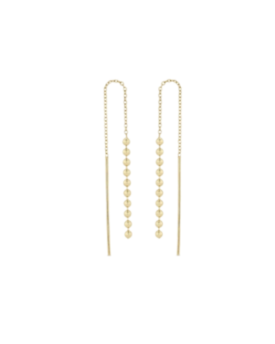 14 karat yellow gold bead chain threader earrings