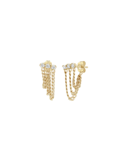 Waterfall chain-to-back diamond earrings in 14K gold