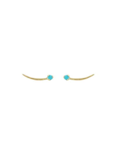 Turquoise whisp stud earrings in 14K gold