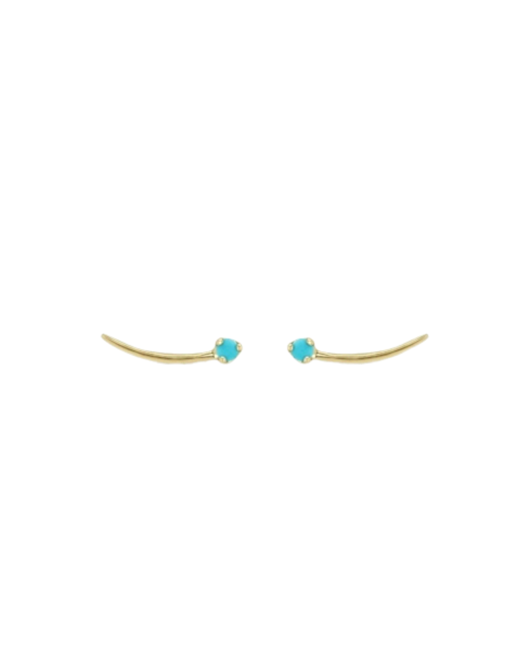 Turquoise whisp stud earrings in 14K gold
