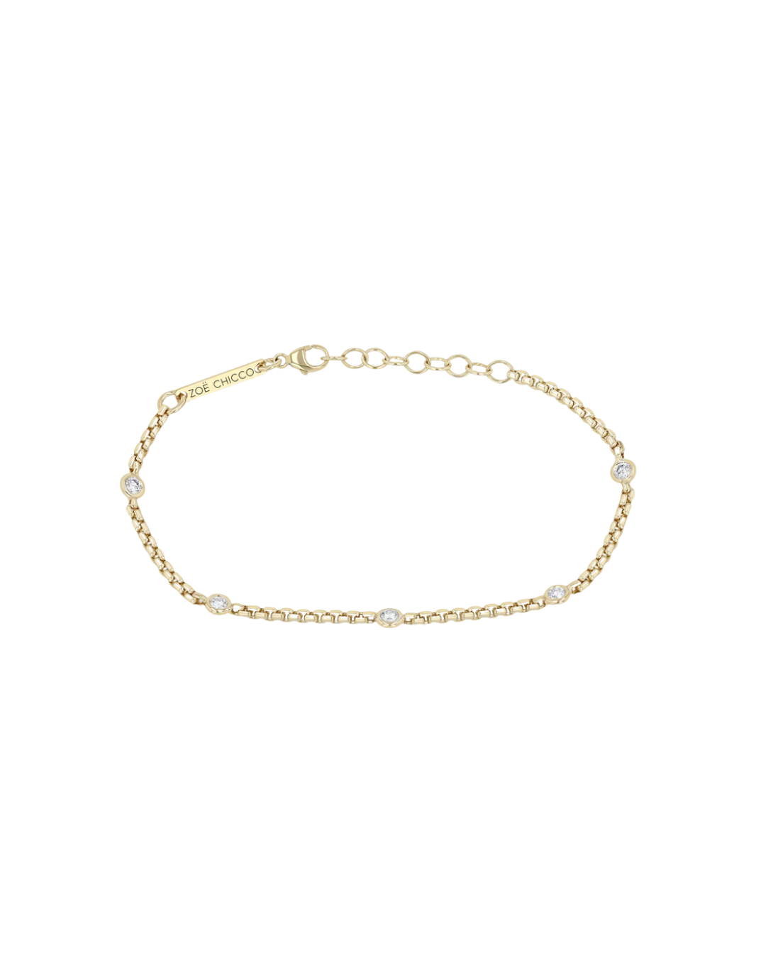Floating diamond station bracelet in 14K gold