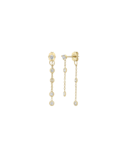 Front-back floating diamond drop earrings in 14K gold