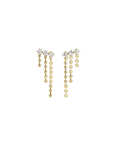 Bead chain waterfall diamond earrings in 14K gold