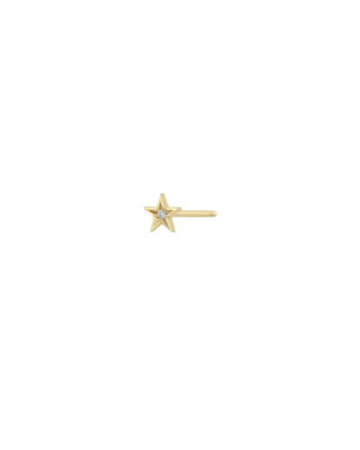 Itty bitty star diamond flat back stud in 14K gold