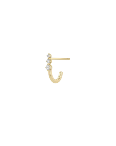 Small J hook diamond earring in 14K gold
