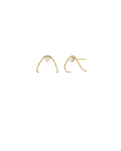 Wave wire diamond earrings in 14K gold