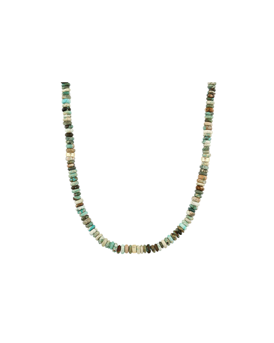 Turquoise rondelle bead necklace in 14K gold