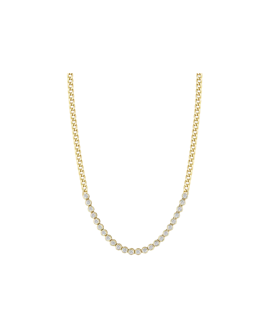 Bezel tennis station necklace in 14K gold