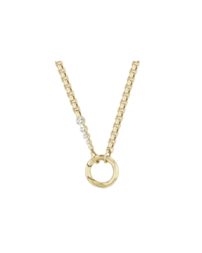 Box chain enhancer necklace with diamond detail in 14K gold