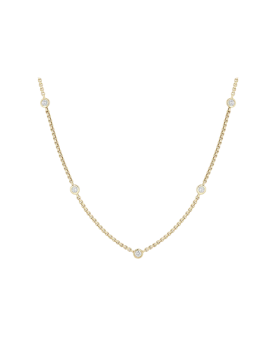 Floating diamond station necklace in 14K gold