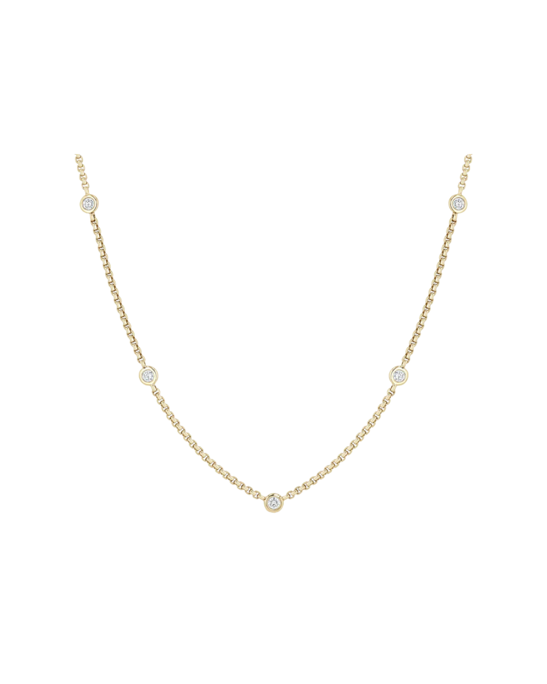 Floating diamond station necklace in 14K gold