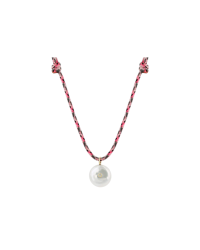 Reversible pearl and diamond paracord necklace in pink mix