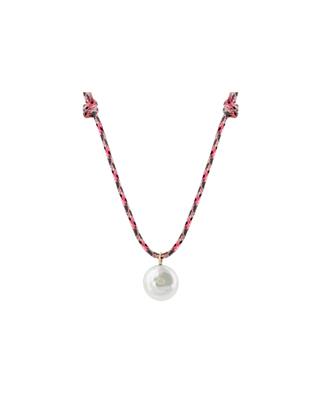 Reversible pearl and diamond paracord necklace in pink mix