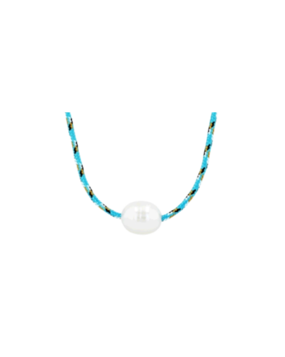 Baroque pearl blue mix paracord necklace