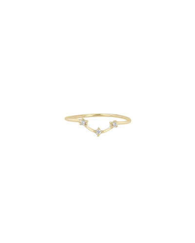 Arc crown diamond ring in 14K gold