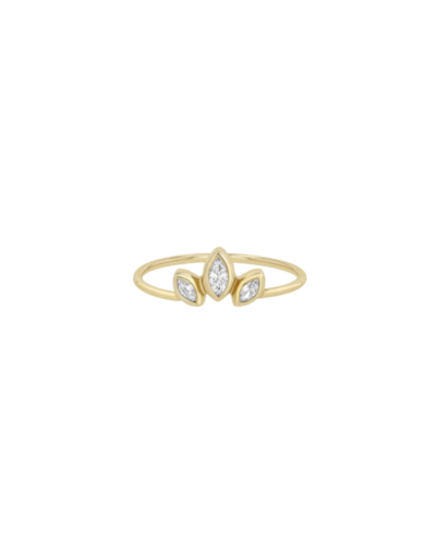 Fan-shaped marquise diamond ring in 14K gold