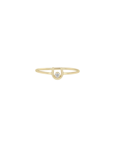 Tiny horseshoe diamond ring in 14K gold