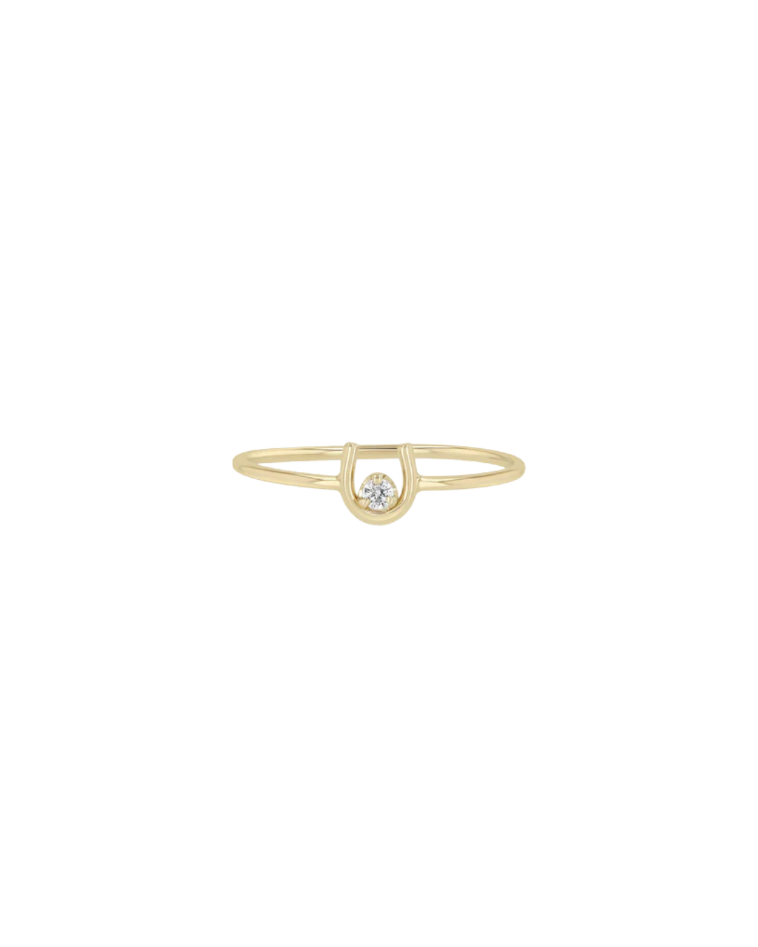 Tiny horseshoe diamond ring in 14K gold