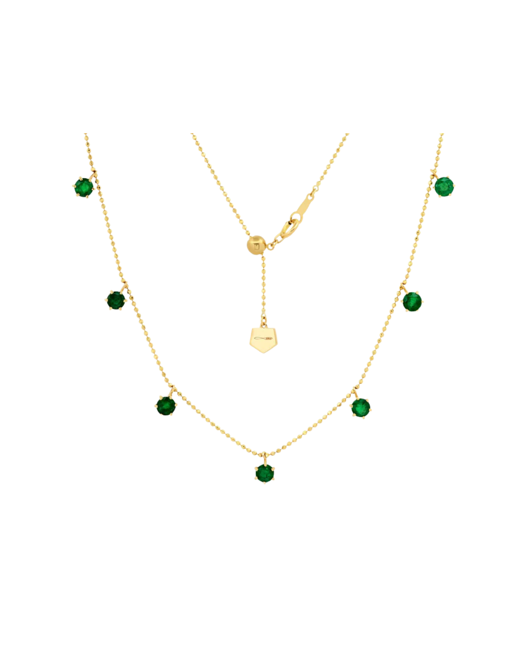Grazielas 18K yellow gold Floating Emerald Necklace