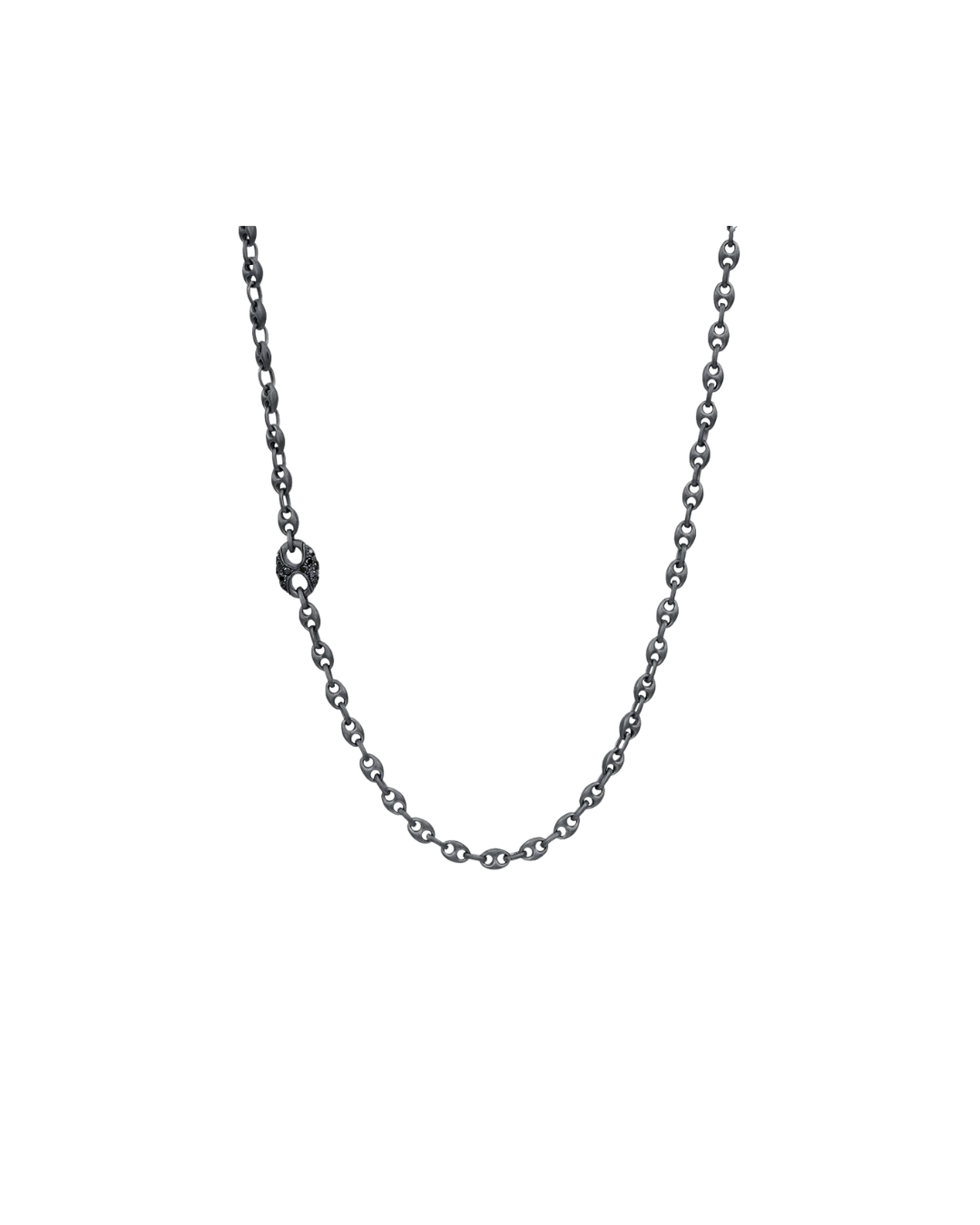 Marco Dal Maso Ulysses Collection: 24" Oxidized Silver Necklace with Black Diamonds