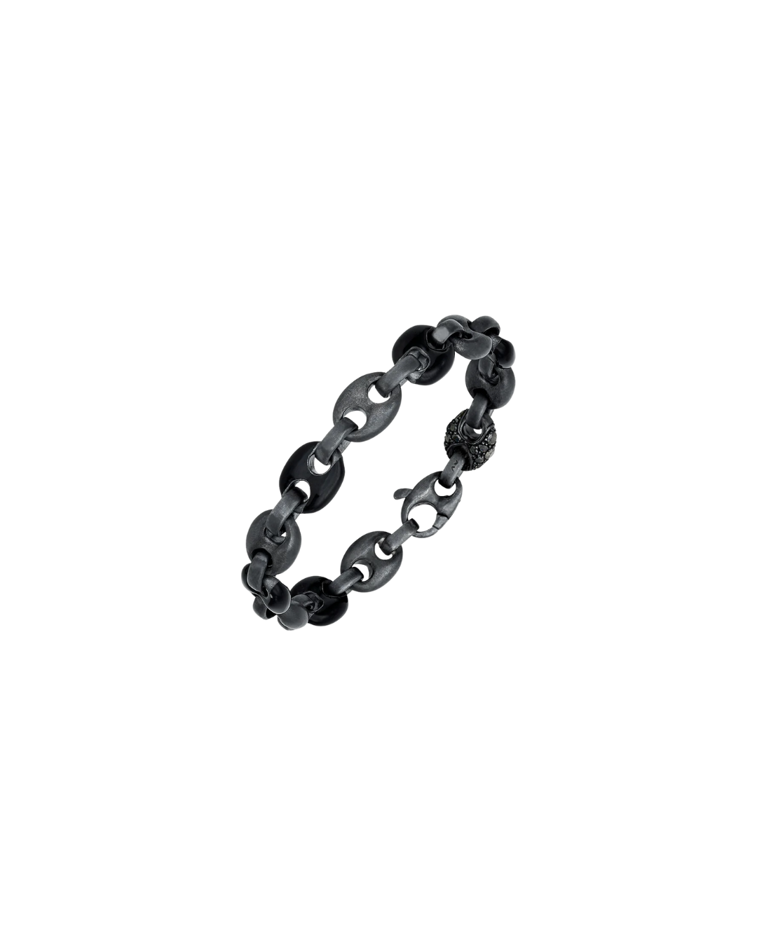 Marco Dal Maso Oxidized Silver Bracelet with Black Diamond and Black Enamel from The Ulysses Collection