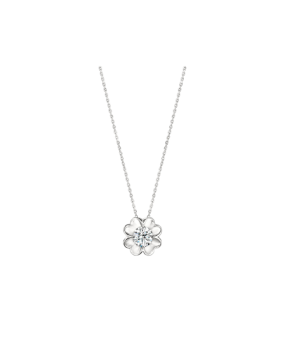 Whimsical Clover Single Diamond Pendant Necklace