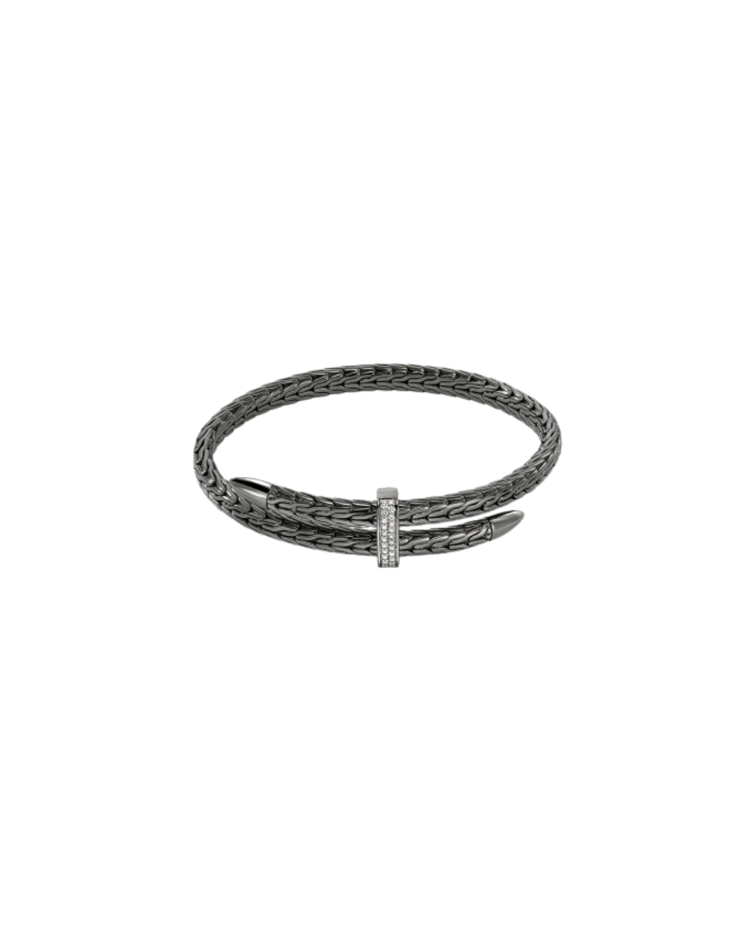 Spear Flex Cuff, Dark Silver, Diamonds, 5.5MM