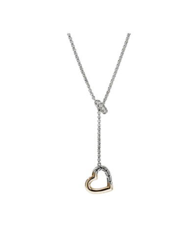 Essential Heart Lariat Necklace with Diamonds in Sterling Silver and Gold, 18"