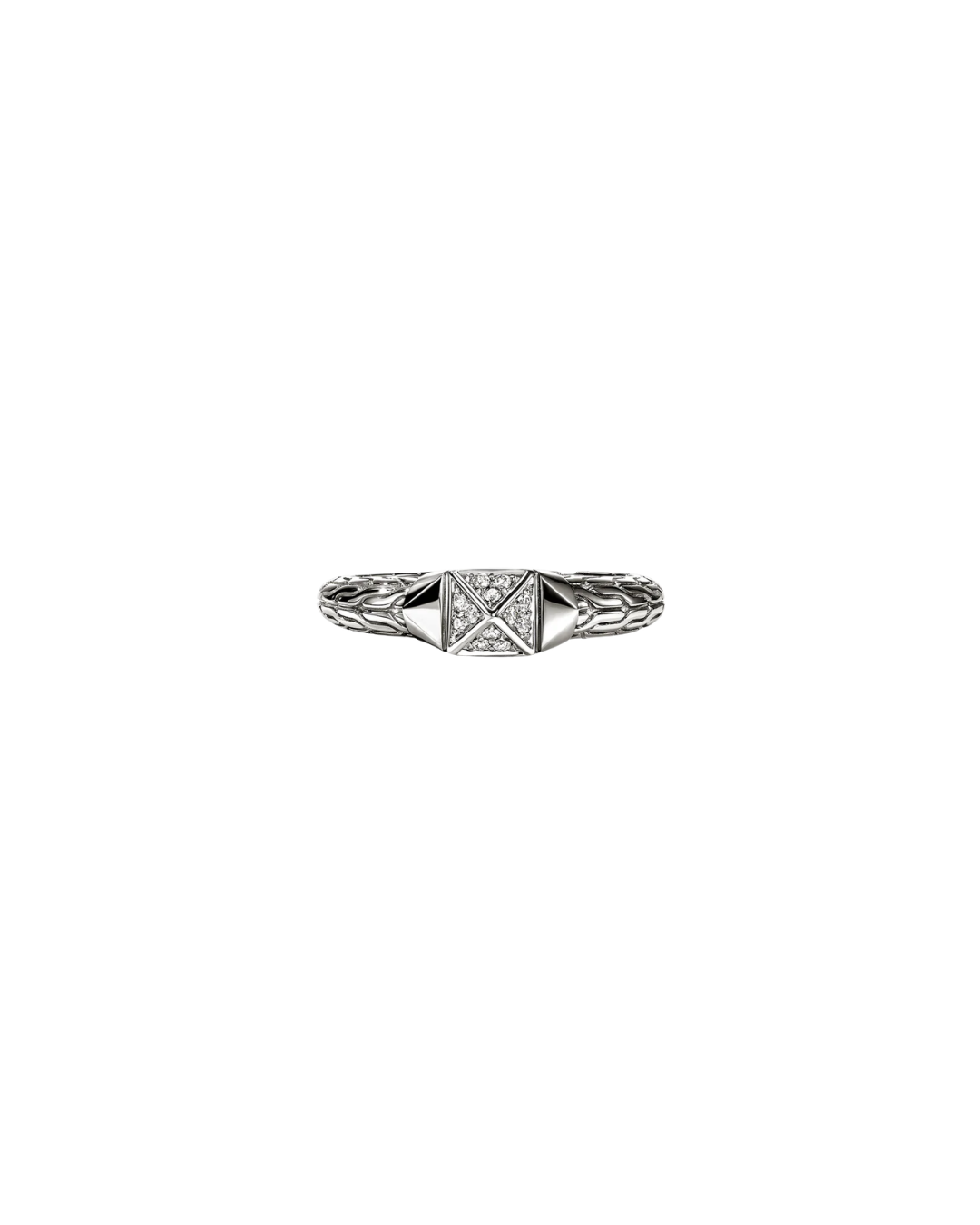 Icon Stud sterling silver diamond pavé ring