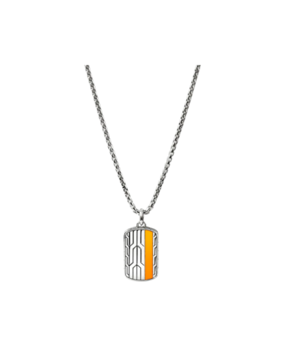Sterling silver enamel pendant necklace with box chain, 22"